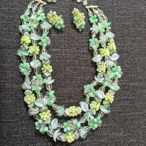 Vintage beaded necklace and earrings